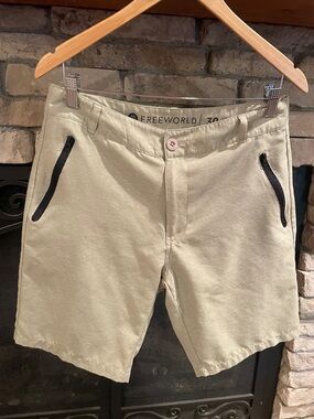 Men's Tan Hybrid Shorts with Zip Pockets